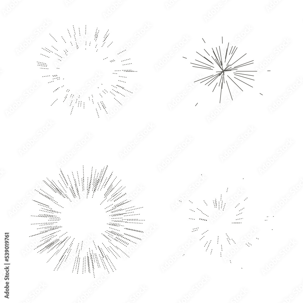 Fototapeta premium set of vector line fireworks