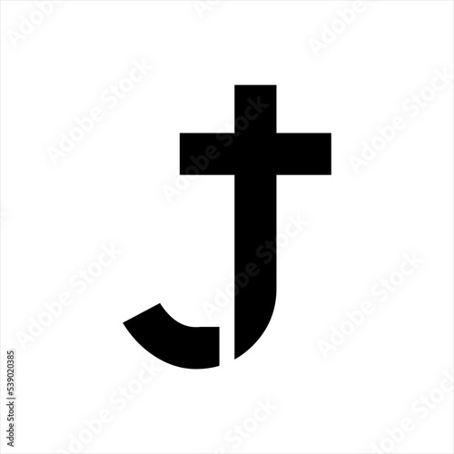 Letter J vector logo design with a cross.