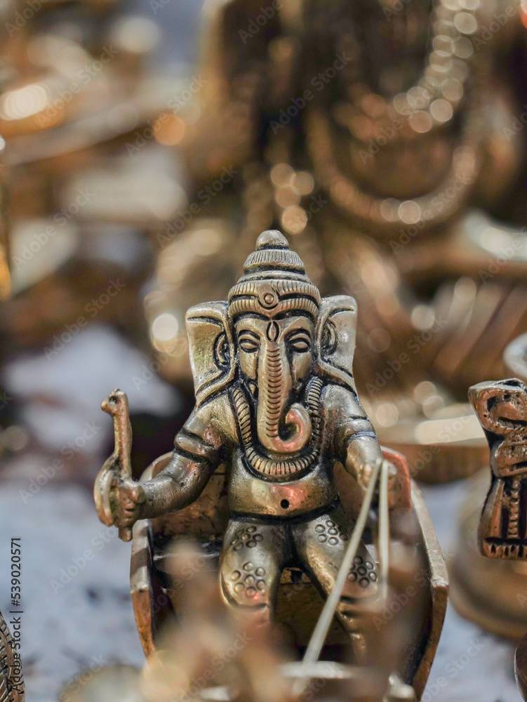 selective focus on the statue of indian god Ganesha