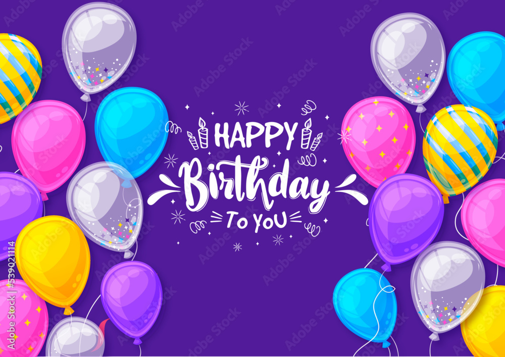 Vector happy birthday to you greeting card template. Greetings card