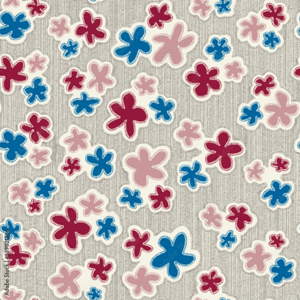 Trendy fabric pattern with miniature burgundy,pink,blue colors flowers.Fashion design on grunge texture.Motifs scattered random.Elegant template for fashion prints,textile,fabric,gift wrapping paper Trendy fabric pattern with miniature burgundy,pink,blue colors flowers.Fashion design on grunge texture.Motifs scattered random.Elegant template for fashion prints,textile,fabric,gift wrapping paper