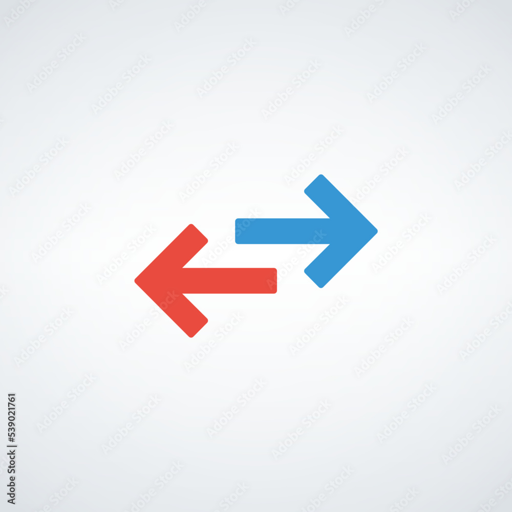 Two arrows in opposite direction, left-right sign. Stock vector illustration isolated on white background.