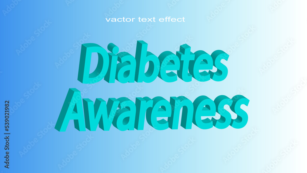 Diabetes Awareness Text Effect Banner Design With Light Color Background , Text Effect Banner Design For Media Channel Poster.