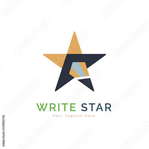 write star pencil ballpoint logo template design for brand or company and other