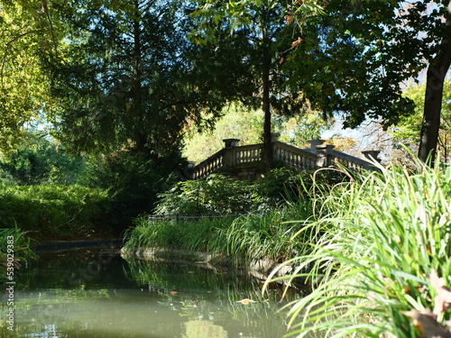 romantic garden bridge
