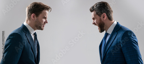 Fotografie Man face portrait, banner with copy space