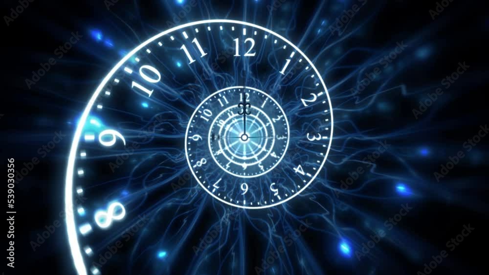 Dark Blue Mystical Time Spiral Spinning Clock Dial Animation