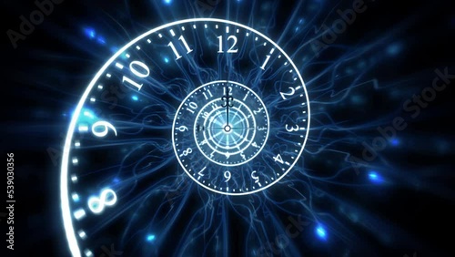 Dark Blue Mystical Time Spiral Spinning Clock Dial Animation