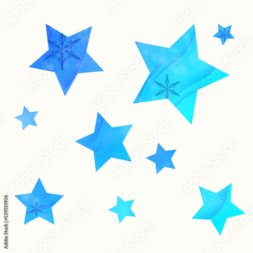 silhouette stars with blue background