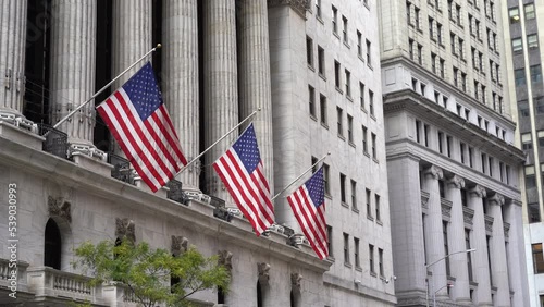 USA flags on New York Stock Exchange