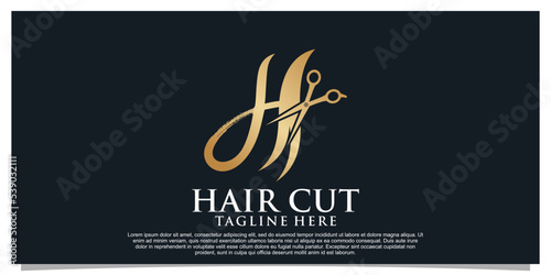 hair cut logo design vector with creative concept for women beauty salon
