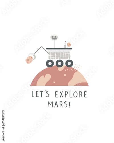 Hand drawn mars rover poster