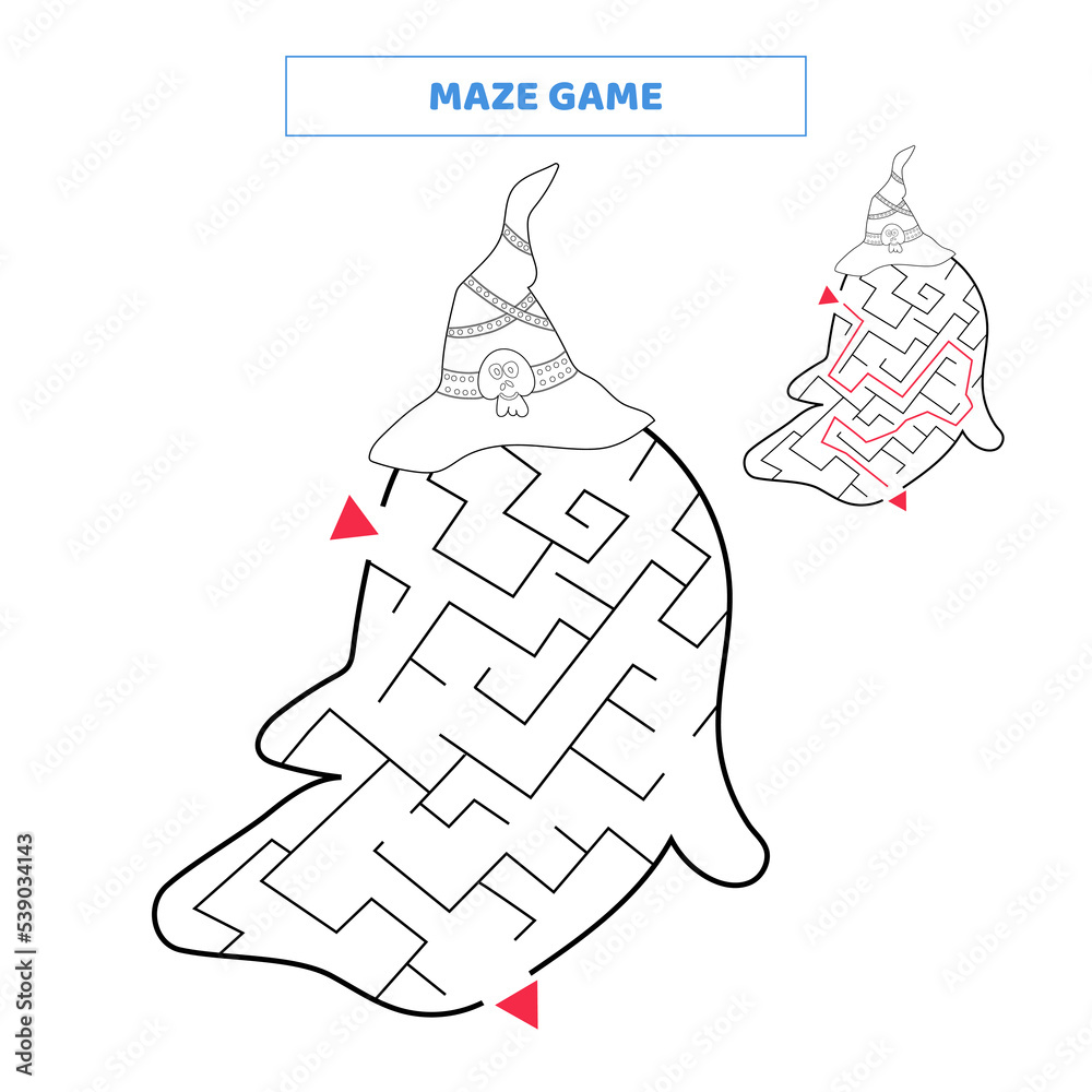Maze game for kids. Find your way out of the maze with cute ghost. Maze game for kids. Find your way out of the maze with cute ghost.