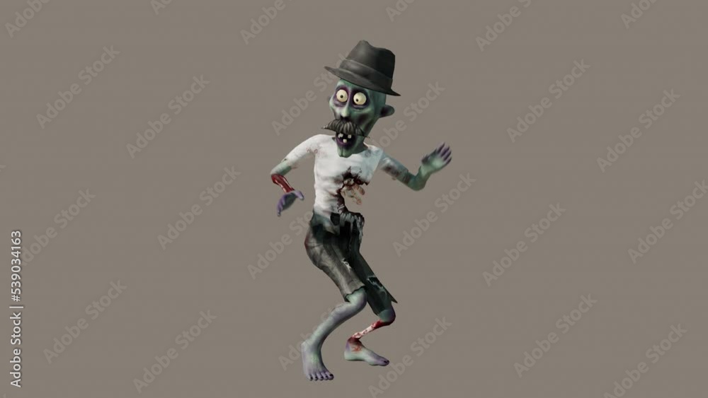 Looped animation of a dancing zombie on a transparent background