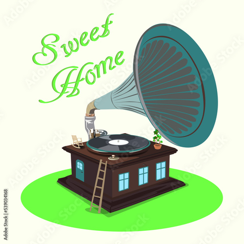 vector design sweet home turntable music