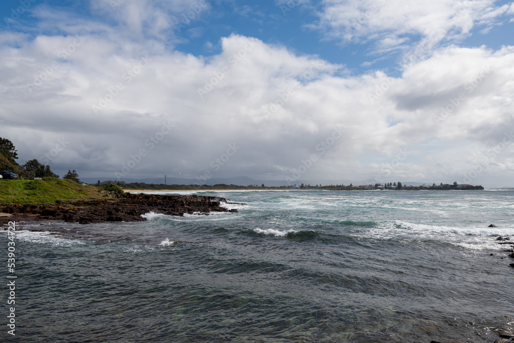 Shellharbour Beach, New South Wales, Coastline and Crashing Waves