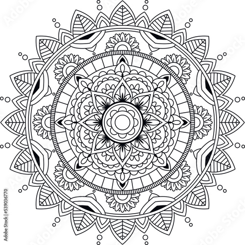 Obraz na plátně Round hand drawn colorless mandala