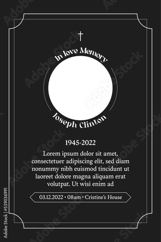 Funeral editable invitation card template