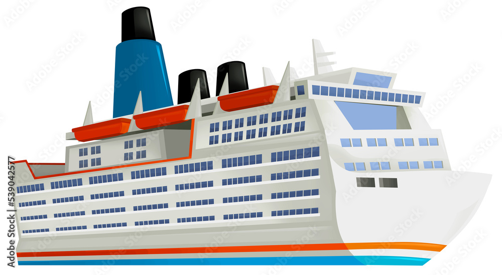 Fototapeta premium cartoon scene with happy ferryboat cruiser isolated illustration for children