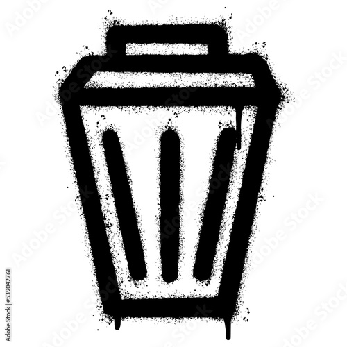 Spray Painted Graffiti trash can icon Sprayed isolated with a white background. graffiti trash can symbol with over spray in black over white. Vector illustration.