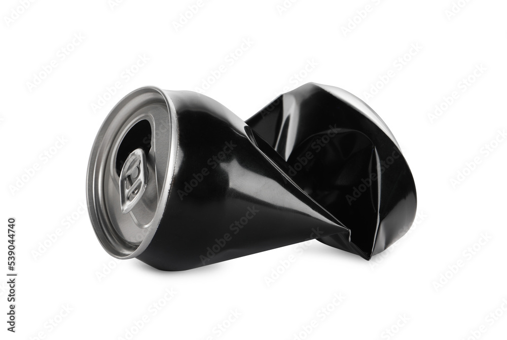 Black crumpled can with ring isolated on white Black crumpled can with ring isolated on white