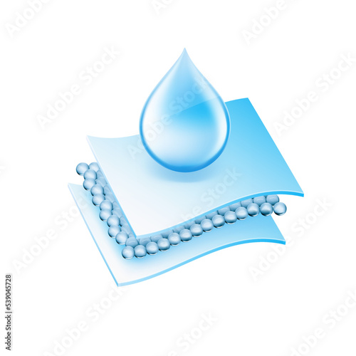 Drop with two wavy layers and an intermediate layer. Vector illustration isolated on white background. Template for your product. EPS10.