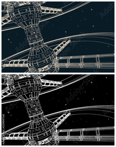 Space orbital station illustration
