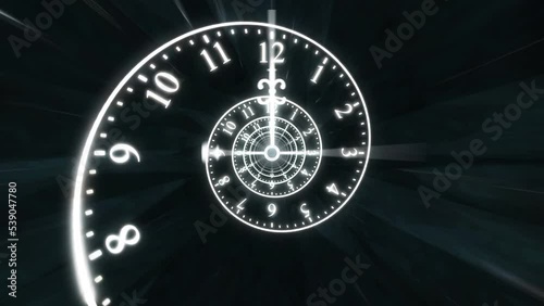 Dark time spiral clock dial zoom rotation