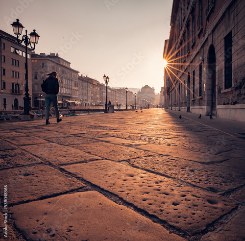 Trieste, Italy: sunrise in the city center old paved streets © Agata Kadar