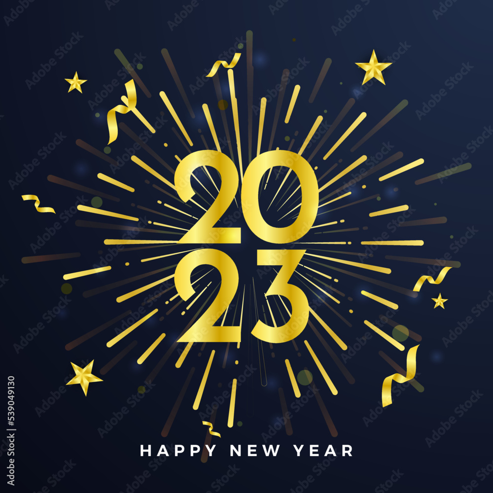 Fototapeta premium Happy new year 2023 social media template and greeting card design