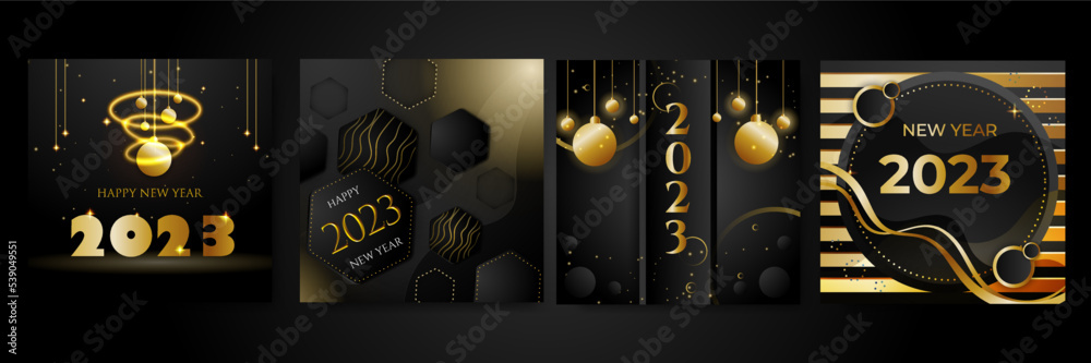 Obraz premium Happy new year 2023 social media template and greeting card design