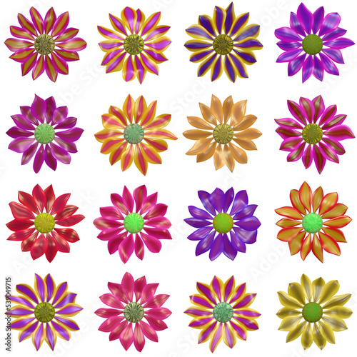 A 3D illustration of sixteen daisies © mauro53