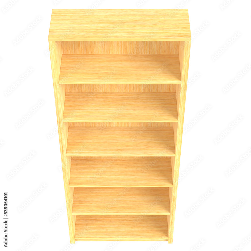 3d rendering illustration of an empty bookshelf 3d rendering illustration of an empty bookshelf