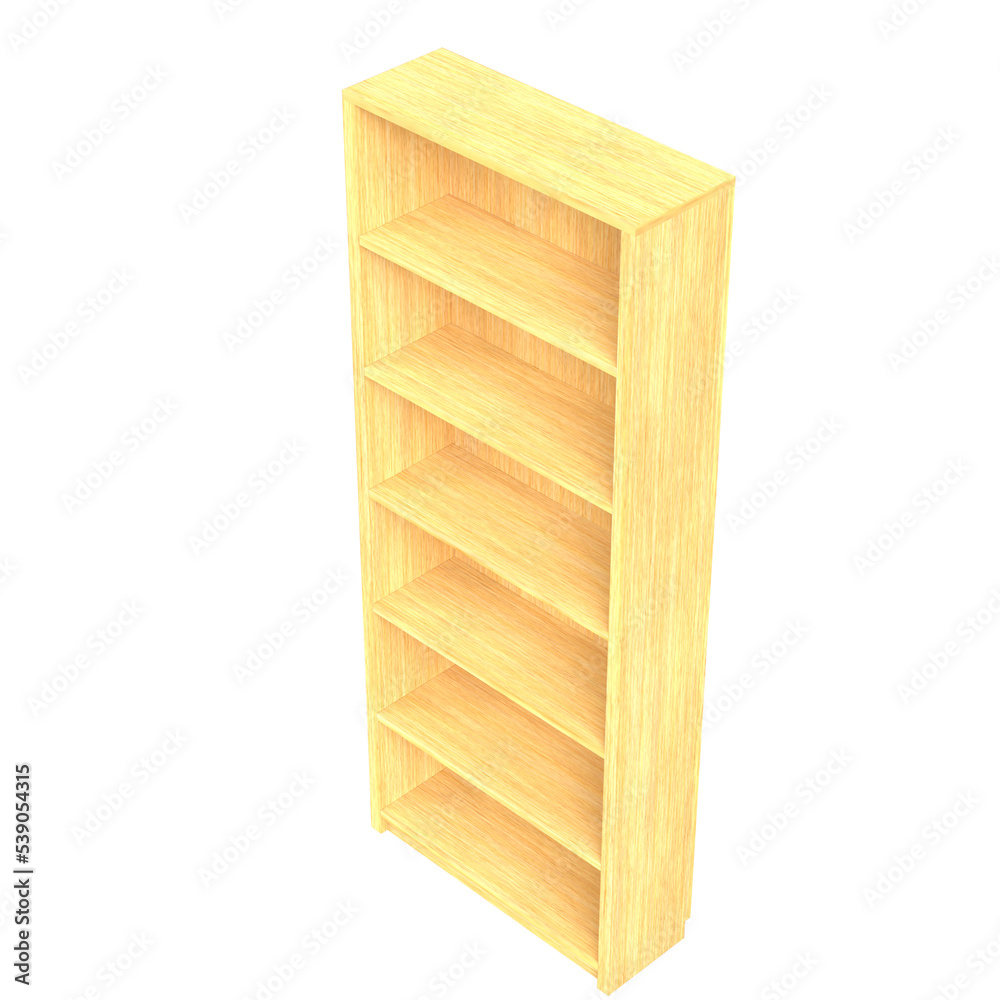 3d rendering illustration of an empty bookshelf 3d rendering illustration of an empty bookshelf