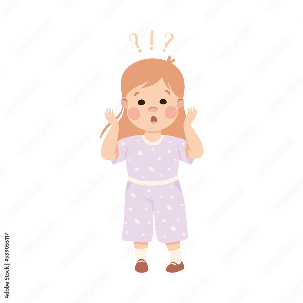 Puzzled Little Girl with Question Mark Scratching Her Head Wondering Vector Illustration Puzzled Little Girl with Question Mark Scratching Her Head Wondering Vector Illustration