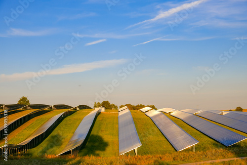 green eco energy.solar power farm.Solar panels field.alternative energy from nature.solar power technology. Alternative energy sources.renewable energy.