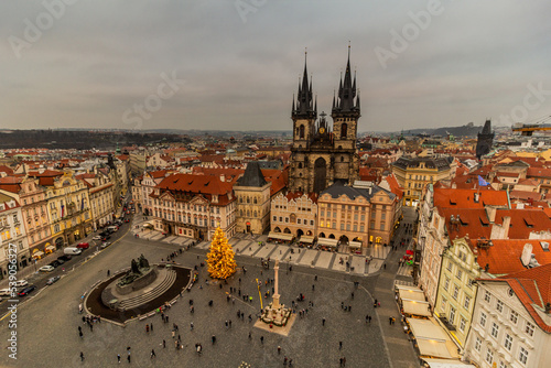Aerial view of the Old Town square in Prague, Czech Republic