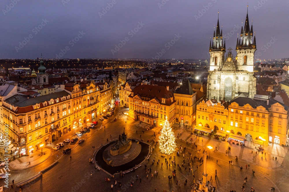 Obraz premium Aerial view of the Old Town square in Prague, Czech Republic