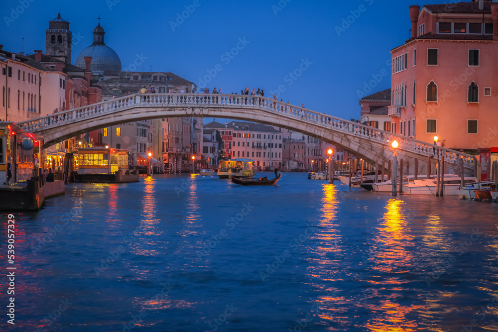 Ponte degli Scalzi, bridge of the barefoot, at evening in Venice, Italy