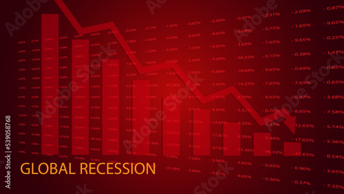Global Recession Background. illustration of economic recession with red arrow symbol falling down