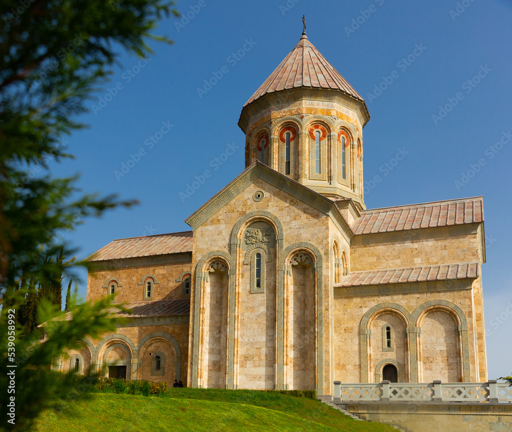 Spring morning view of Saint Nino monastery near town of Sighnaghi, Kakheti, Georgia