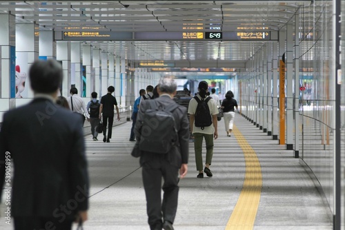 Tokyo,Japan - September 16, 2022: People walking on underground passage at Shinjuku, Tokyo, Japan, in the morning
