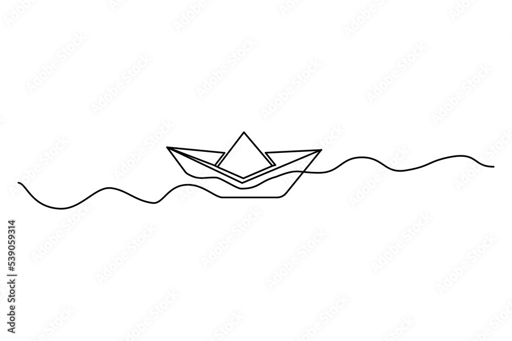 Paper boat one line. Travel concept. Creative concept idea design. Idea metaphor. Vector illustration. stock image. Paper boat one line. Travel concept. Creative concept idea design. Idea metaphor. Vector illustration. stock image.