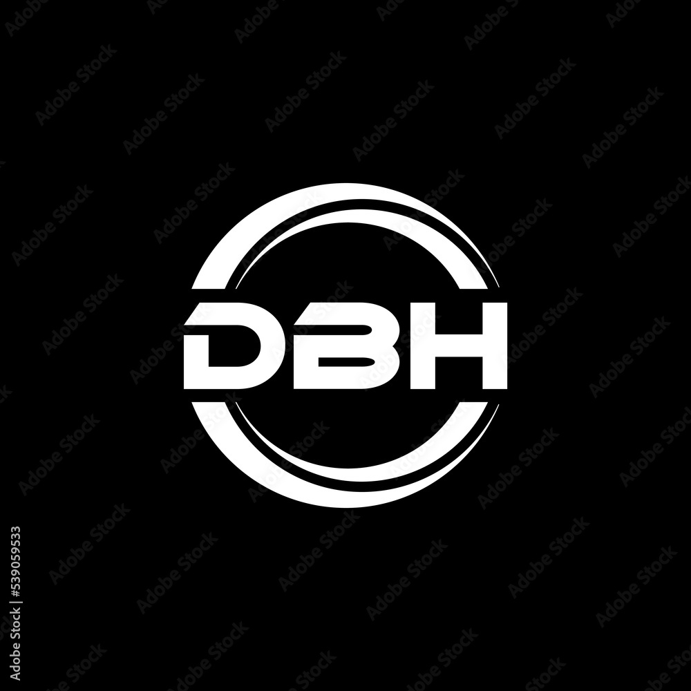 DBH letter logo design with black background in illustrator, vector logo modern alphabet font overlap style. calligraphy designs for logo, Poster, Invitation, etc.