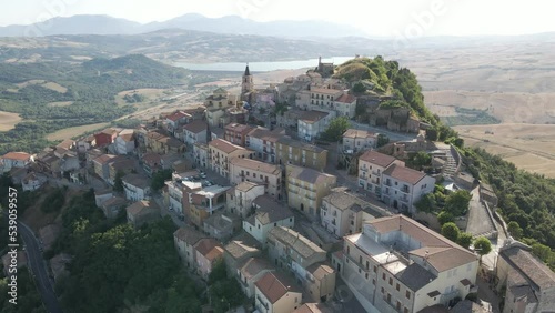 Aerial view of Cairano, a small town on the hilltop, Irpinia, Avellino, Campania, Italy. photo