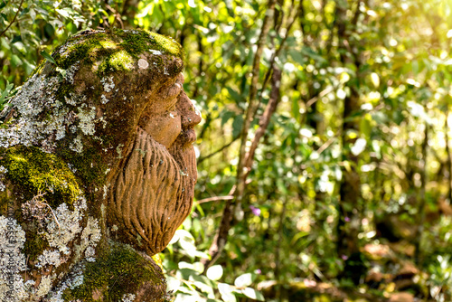 Statue of a bearded man in the middle of the forest, Sculpture Garden in Brazil