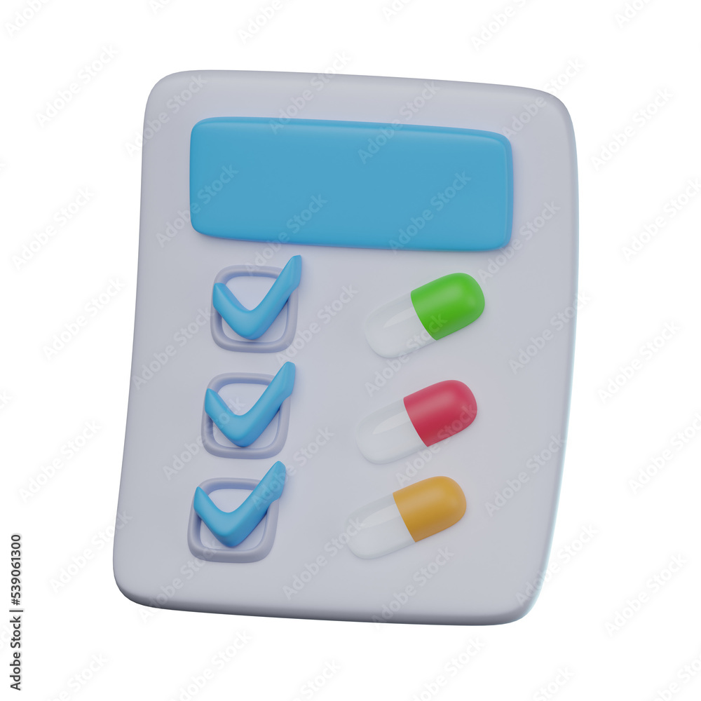 3D Medicine Checklist Illustration 3D Medicine Checklist Illustration