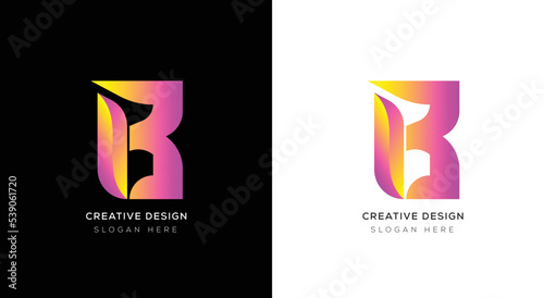 Gradient letter B logo design with black and white
