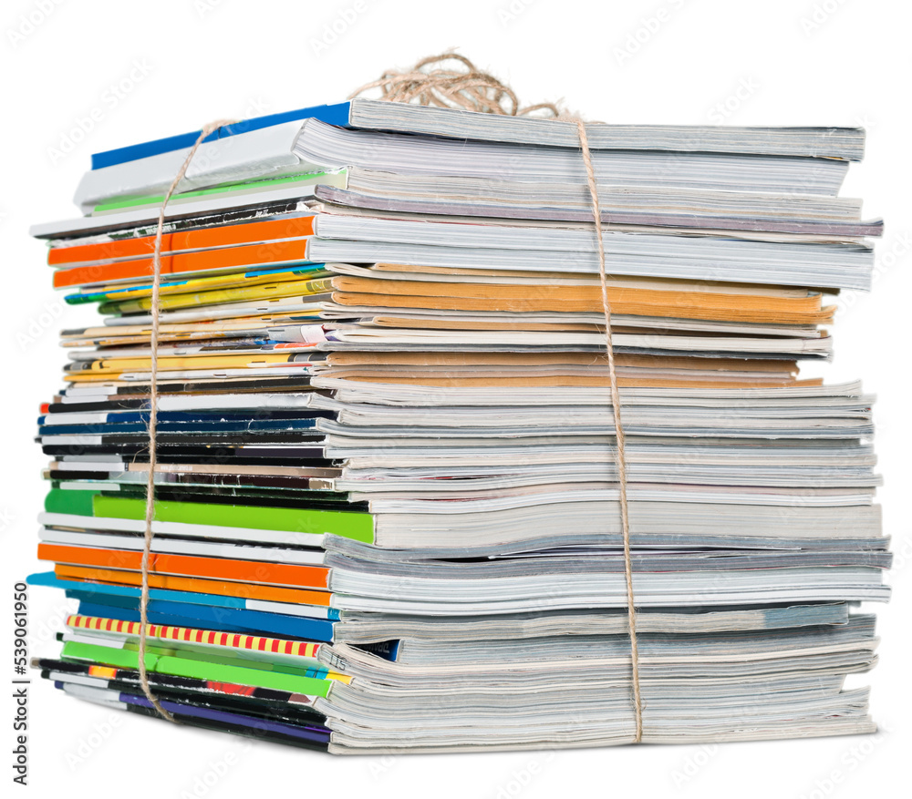 Pile of magazines on white background Pile of magazines on white background