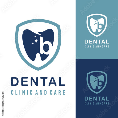 Initial b Letter with Tooth Dental Icon for Dental Clinic and Care for Simple Modern Logo Idea